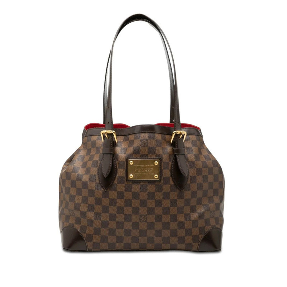 Louis Vuitton Damier Hampstead Tote Bag Shoulder Brown Leather
